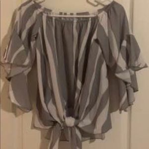 Off the Shoulder Top w/Tie in Front